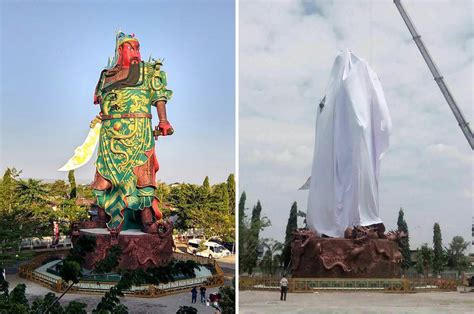 In Indonesia Chinese Deity Is Covered In Sheet After Muslims Protest