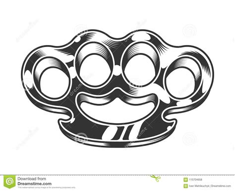 Brass Knuckles Icon Outline Style Royalty Free Cartoon Cartoondealer