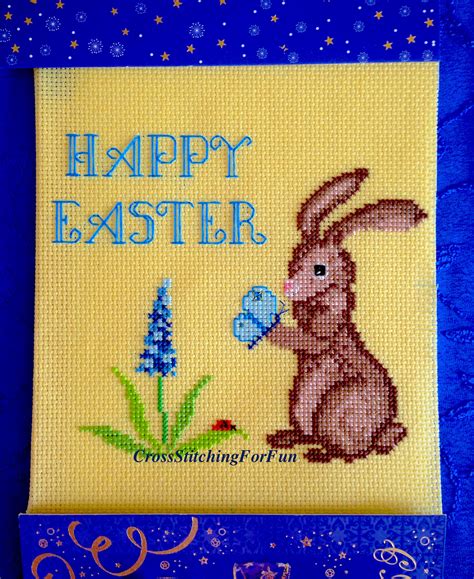 Easter Bunny Cross Stitch Pattern Easter Card With Alphabet Etsy
