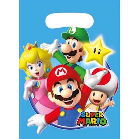 Partytüten Plastik Super Mario 8 Stück Sweetsch