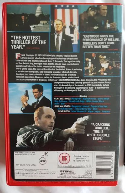 IN THE LINE OF FIRE VHS BIG BOX Clint Eastwood Rene Russo John Malkovich EUR