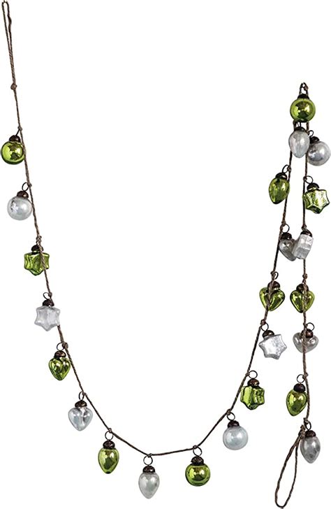 Creative Co Op Green And Silver Embossed Mercury Garland