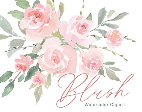 Pink Watercolor Floral Clipart Free Commercial Use Blush Light Etsy