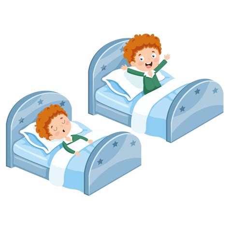 Ilustración De Niño Durmiendo Y Despertando Vector Premium