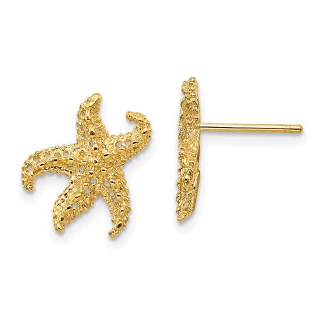 Saris And Things 14k Yellow Gold Solid Starfish Earrings Walmart