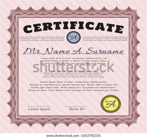 Red Sample Certificate Diploma Background Vector Stock Vector Royalty