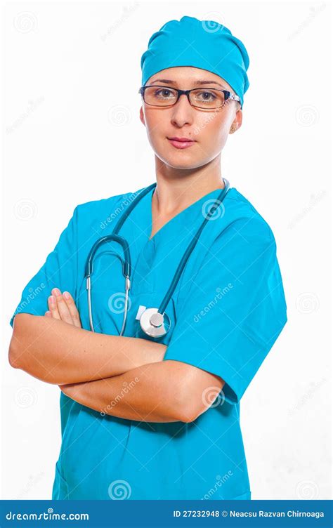 Young Medical Nurse With Stethoscope Stock Photo Image Of Clinic B98