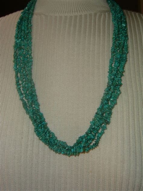 Vintage Turquoise Bead Multi Strand Necklace From Fleurycollection On Ruby Lane