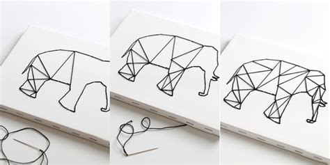 Geometric Stitched Animal Art Love Grows Wild