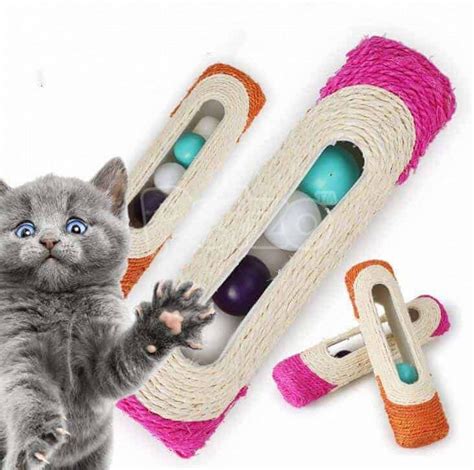 Cat Scratcher Rolling Tunnel Sisal Ball Trapped With 3 Ball Toys For Cat Interactive Training