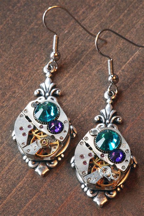 Steampunk Earrings Swarovski Earrings Swarovski Crystal Earrings