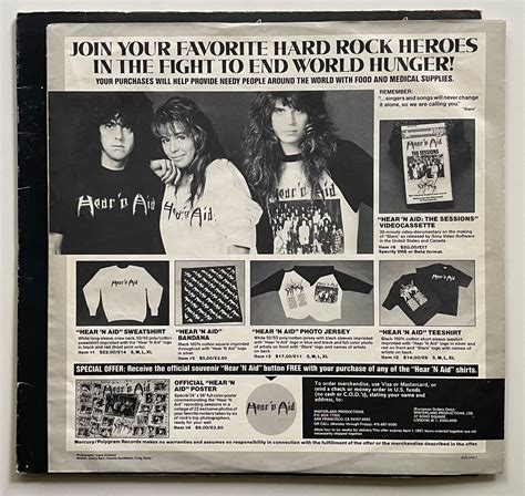 Vtg 1986 Hear N Aid Album Heavy Metal Famine Relief Stars Record Og