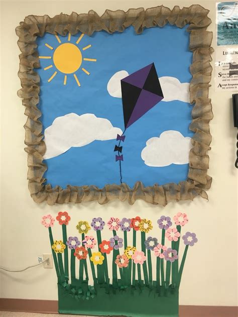 Spring Or Summerend Of The Year Bulletin Board With Kite Clouds Sun