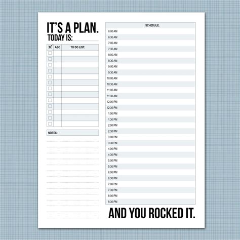 Its A Plan Daily Schedule Printable Sheet By Microdesign On Etsy