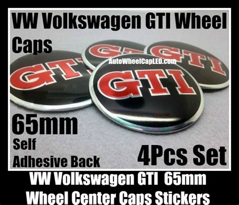 Vw Volkswagen Gti 65mm Wheel Center Caps Emblems Stickers Badges