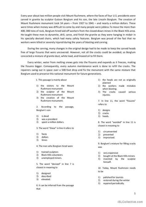 Reading with 10 multiple choice ques…: english esl worksheets pdf & doc