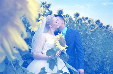 무료 이미지 여자 사진술 꽃 애정 두 로맨스 푸른 혼례 신부 신랑 결혼 폴라로이드 의식