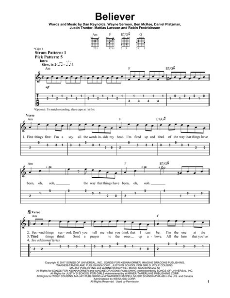 Believer By Imagine Dragons Easy Guitar Tab Guitar Instructor