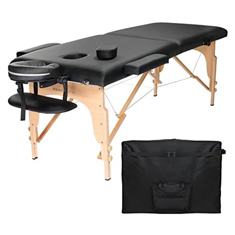 saloniture professional portable folding massage table with carrying case black all beauty