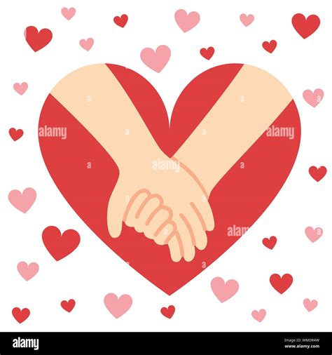 couple holding hands surrounded by heart cartoon vector illustration stock vector image and art