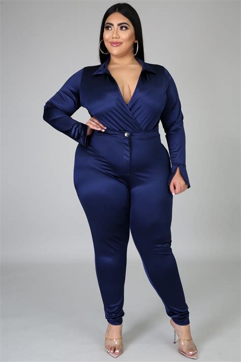 Matching Pants Set Plus Size Two Piece V Neck Bodysuit Elegant Woman