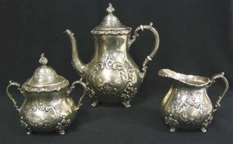 Poole Old English 3 Pc Sterling Silver Tea Set