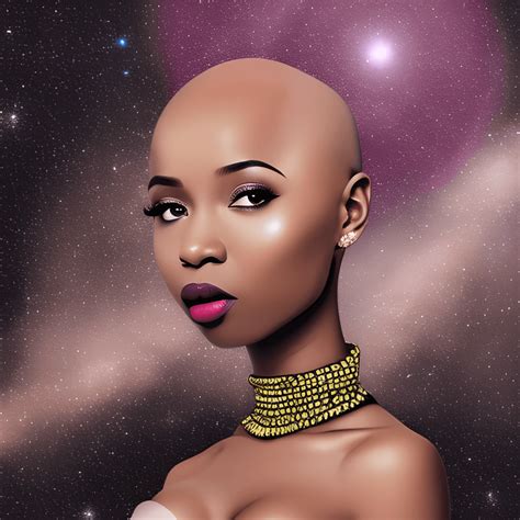 Beautiful African Woman With Full Lips Full Hips And Bald Head That Resembles The Galaxy