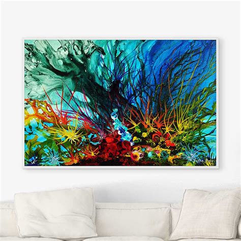 Abstract Underwater Coral Reef Art Print Colorful Canvas Wall Art
