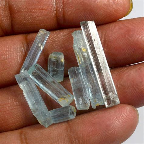 Natural Raw Blue Aquamarine Pencil Gemstone Genuine Blue Etsy