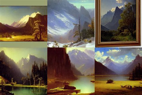 Mountains By Albert Bierstadt Painting Stable Diffusion Openart
