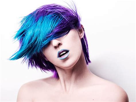 Blue Hair Blue Lips Short Hair Styles Hair Color Purple Two Toned