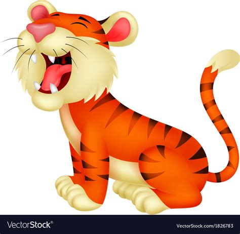 Tiger Cartoon Roaring Royalty Free Vector Image