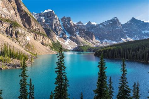 Sunset At Moraine Lake In Canadian Rockies Banff National Park Canada