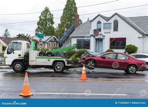 Tow Truck Removing Car Traffic Accident Stock Photos Free Royalty