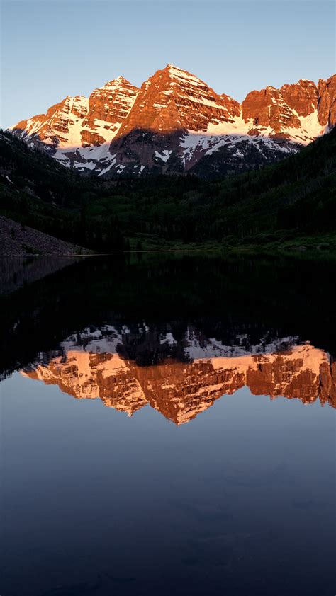 Download Wallpaper 2160x3840 Lake Mountain Reflection Dusk Samsung