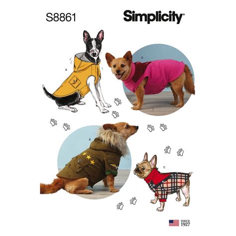 Simplicity Dog Coat Sewing Pattern S8861 Hobbycraft