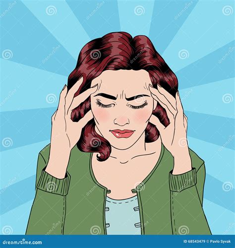 Woman Has A Headache Woman Stress Stock Vector Illustration Of Pain