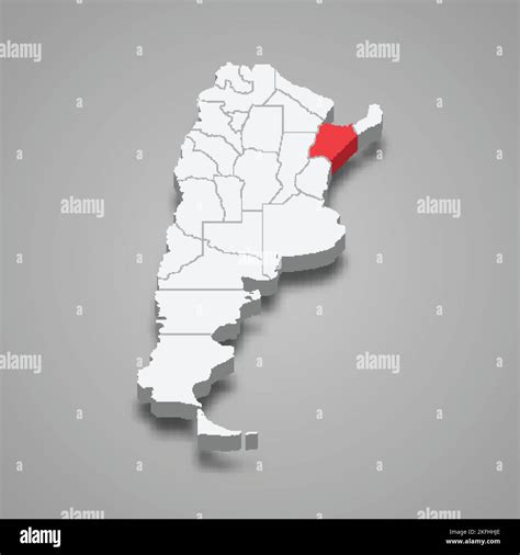 Corrientes Region Location Within Argentina 3d Isometric Map Stock