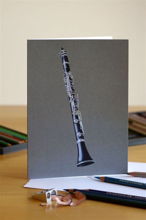 Buffet R13 B Flat Clarinet Coloured Pencil Drawing Greeting Card