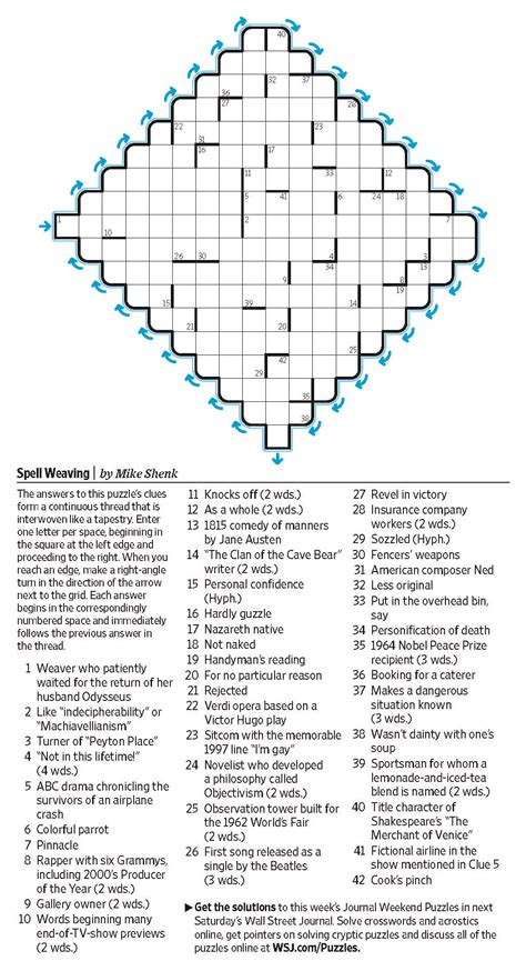 Spell Weaving Saturday Puzzle March 4 Wsj Puzzles Wsj