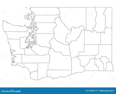 Counties Map Of Us State Of Washington Stock Vector Illustration Of