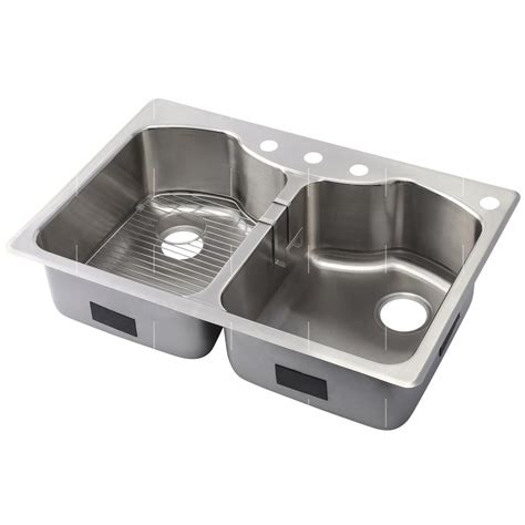 Sinks are available fabricated from 16 gauge 304/316 stainless steel with scooped work surface for drainage. KOHLER Octave Drop-In/Undermount Stainless Steel 33 in. 4 ...