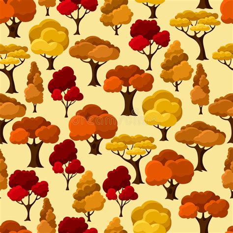 Autumn Seamless Pattern With Abstract Stylized Stock Vector