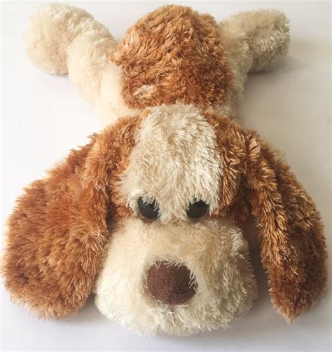 Aurora Plush Puppy Dog Stuffed Animal Floppy Ears Soft Fur Brown Cream