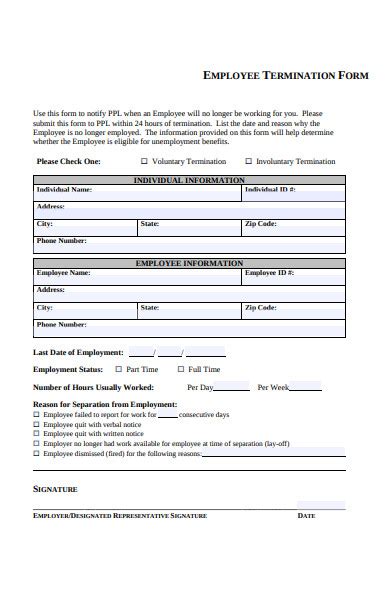 Free 51 Termination Forms In Pdf Ms Word Xls