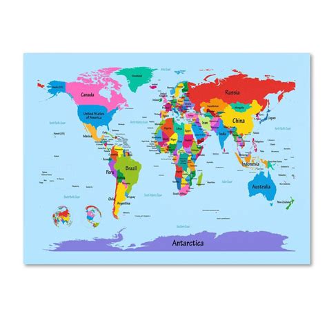 Trademark Fine Art 30 In X 47 In Childrens World Map