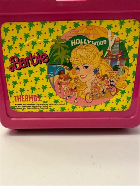 vintage barbie mattel 1988 hollywood thermos lunchbox gem