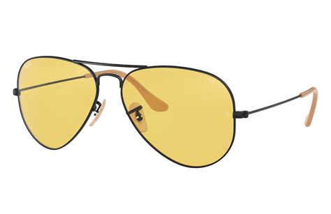 Aviator Washed Evolve Sunglasses In Black And Yellow Photochromic Rb3025 Ray Ban® Us