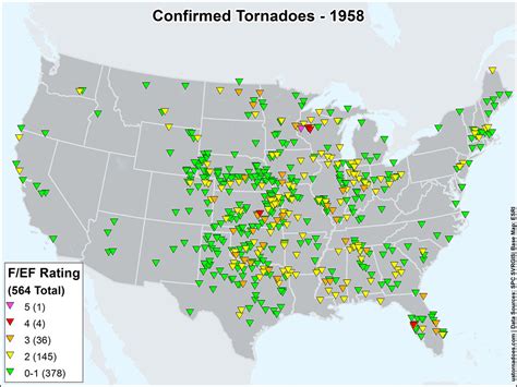 Us Tornadoes Map1958