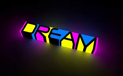 Abstract Dream Colors Neon Bright Words Letters Motivational